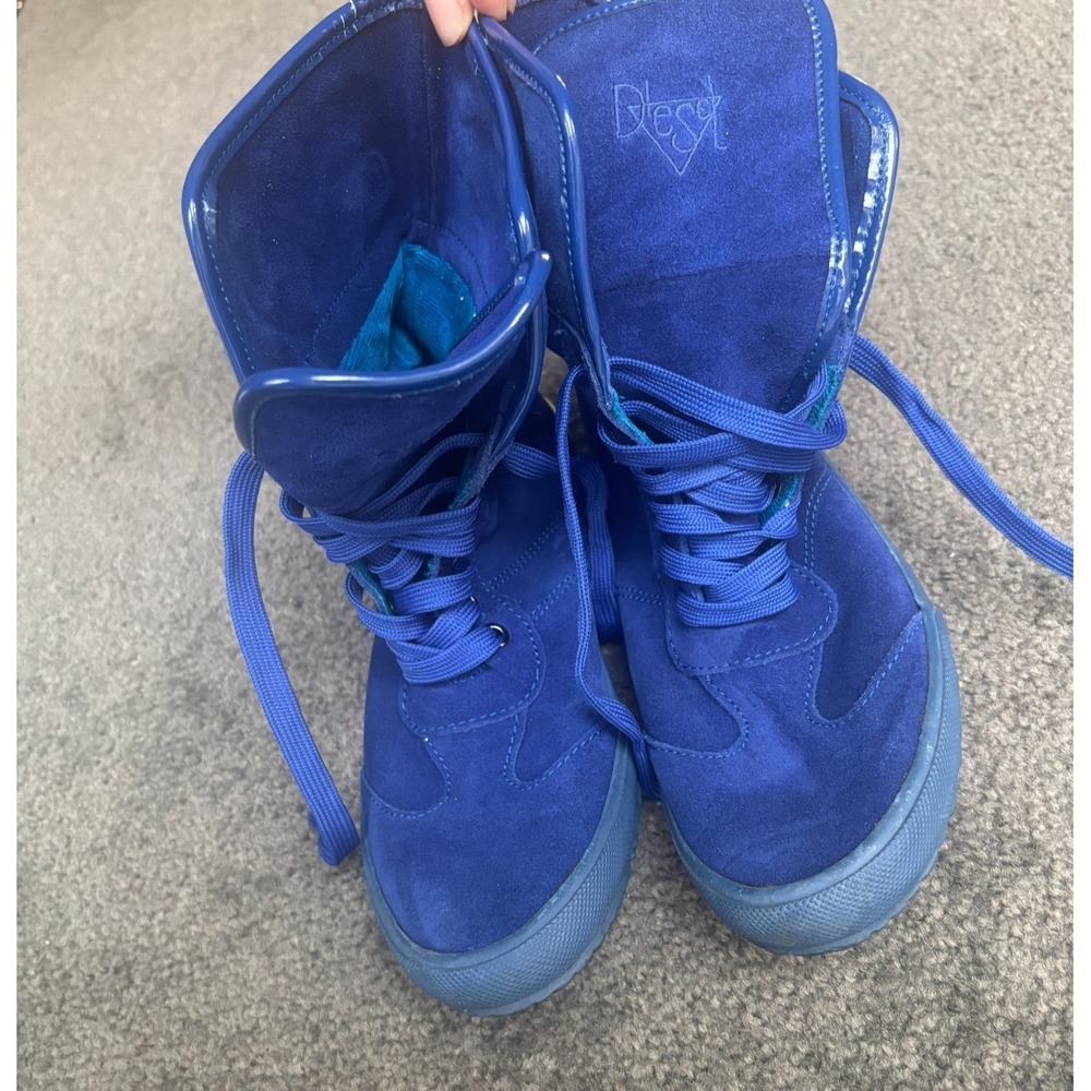 Diesel S-Nentish Kids Shoes 3.5 Navy Blue Lace-Up Mid Top Round Toe Sneakers
